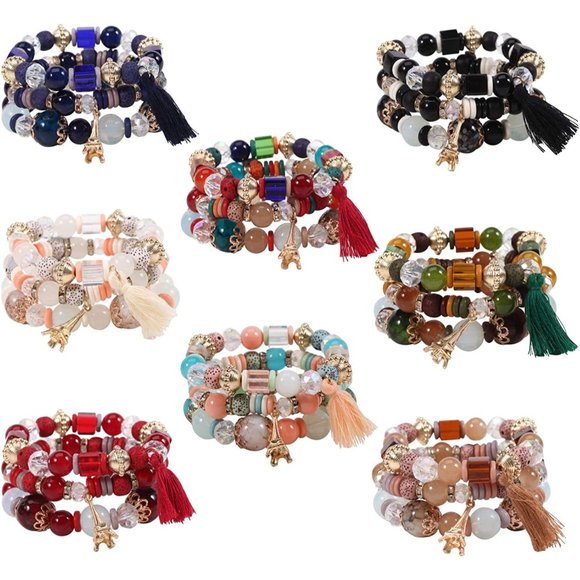 Twinfree Bohemian Bracelets for Women Stretch Multilayer Colorful Beads … - Picture 1 of 11